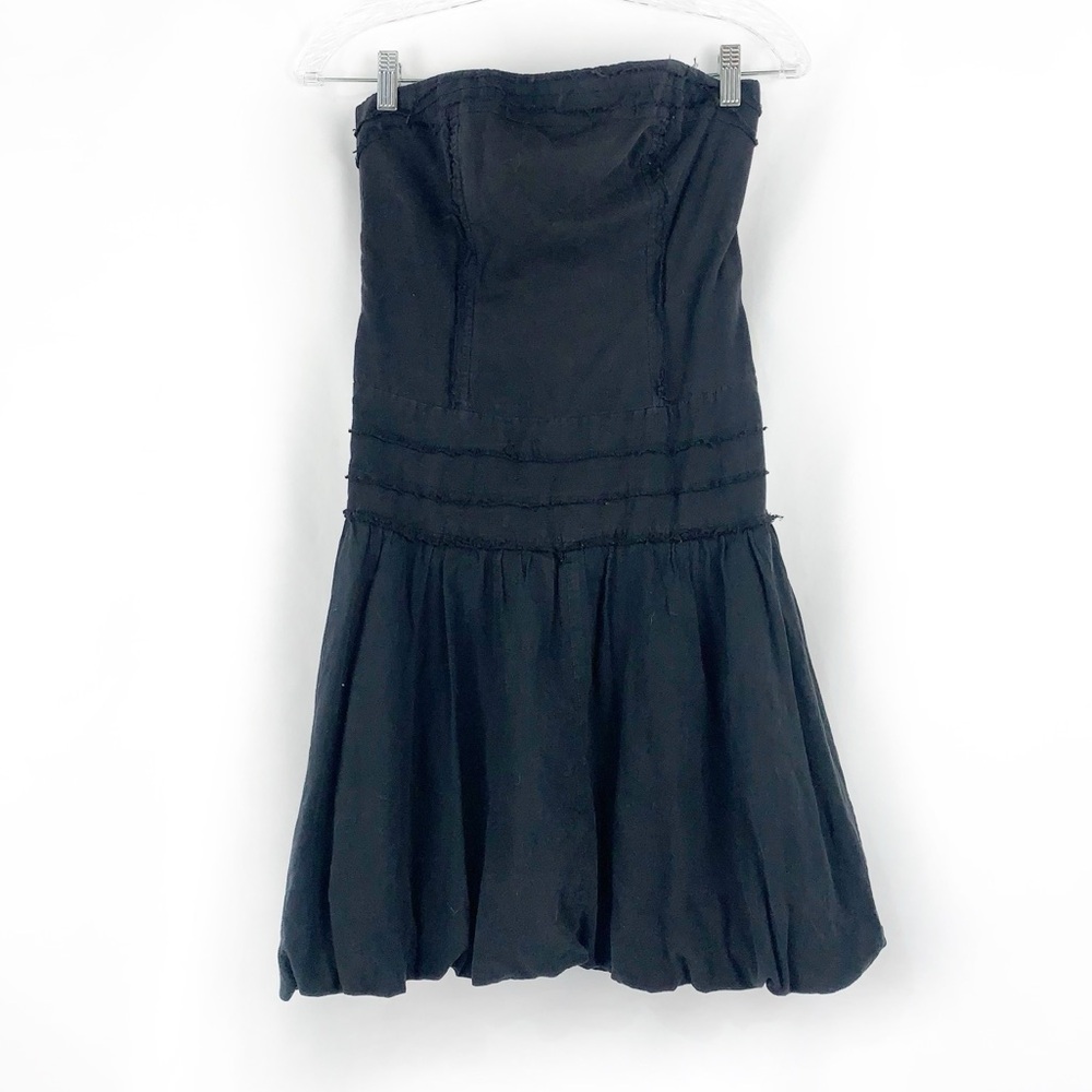 Y2K Speechless Black Bubble Hem Strapless Dress